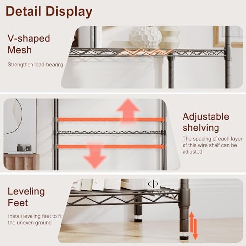 Black 36x14x54 Inch 4-Tier Adjustable Wire Shelving Unit - Heavy Duty