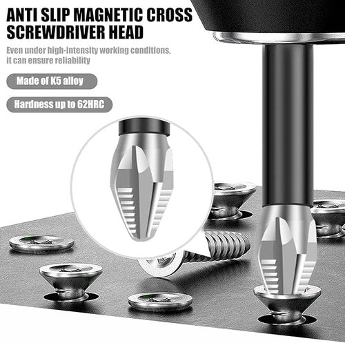 High Magnetic Screwdriver Drill Bit Set, K5 Impact Resistant Non Slip Bit, Anti-Slip Magnetic Electric Screwdriver Set, 25 50 65 70 90 150mm (12Pcs)