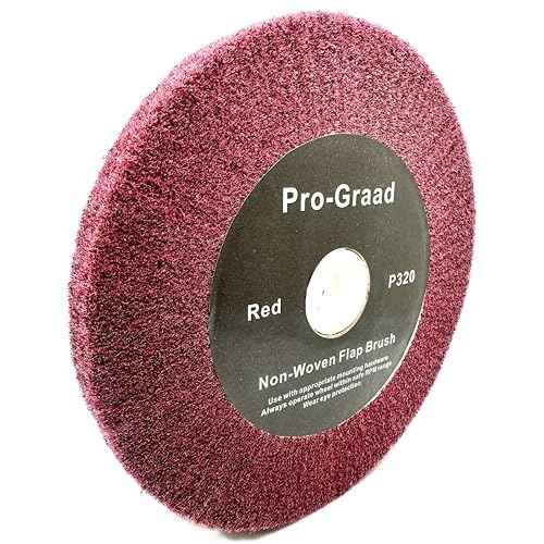 6¡± x 1/2¡± x 1¡± Arbor Red Bench Grinder Polishing Flap Wheel, 320 Grit, Tight Weave, Great for refurbishing Golf Clubs and Metal, Non-Woven Wheel for Copper, Metal, Finishing & Burnishing