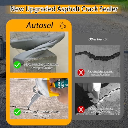 Autosel 2.21LB Concrete Crack Filler Waterproof Sealant for Driveways & Patios