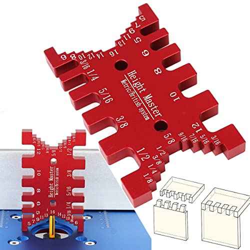 High Precision Aluminum Dovetail Jig Metric and Imperial Tenon Caliper Card Gauge for Measuring Height Woodworking Saw Table Machine Gaps Precision Measuring Tool,MG-016R