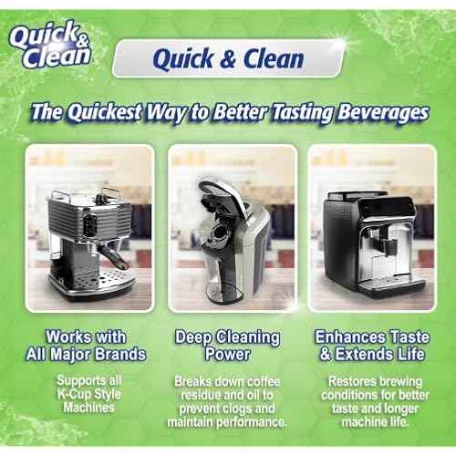 Quick & Clean [6-Pack] Keurig Cleaning Pods - K Cup Cleaner Pod For Keurig - 2.0 Coffee Machine Compatible, Removes Stains, Non-Toxic and Eco-Friendly
