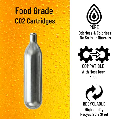 ICO 16g Non-Threaded CO2 Cartridges, Food Grade, 20 Count