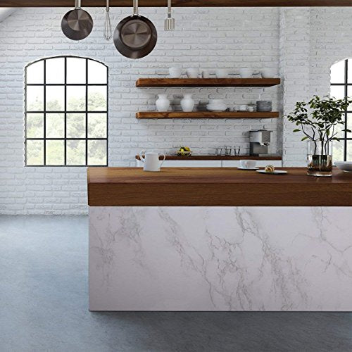 PracticalWs White & Gray Glossy Marble Contact Paper 11.8" x 78.7" Peel and Stick