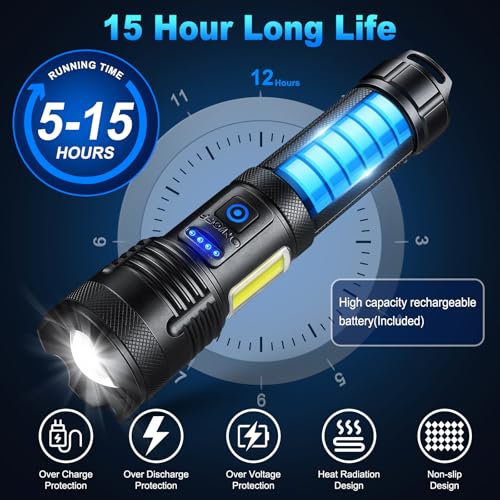 KINGCAESAR Flashlights 90,000 High Lumen - 2 Pack, Ultra Bright Rechargeable Flashlight with 7 Light Modes, LED Flash Light with High Power Battery, IPX7 Waterproof for Home Camping