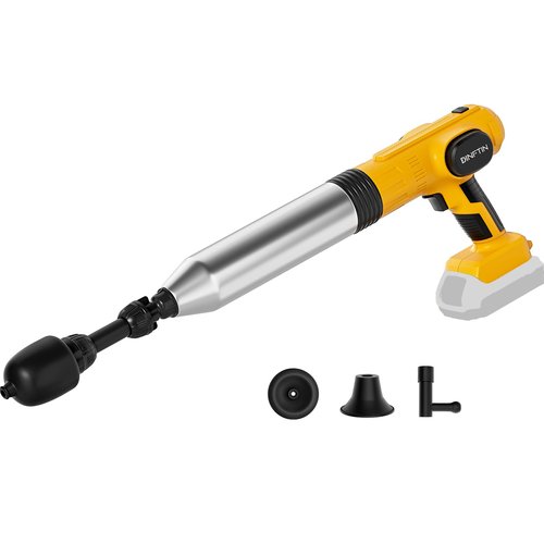 Electric Toilet Plunger Pro Compatible for Dewalt 20V Battery (Not Included) - Cordless Powerful High Pressure Unclogger, Drain Auger with 3 Heads for Bathroom, Safety & Portable Toilet Unclogged Tool
