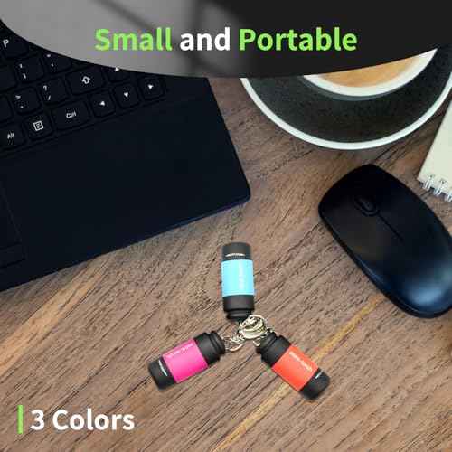 UCEC Mini Keychain Flashlight, Travel Flashlight USB Torch Rechargeable Colorful LED Flashlight High-Powered Pocket Keychain Flashlights, 3 Pack