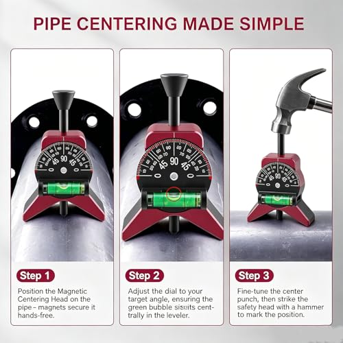 Pipe Center Finder, 2.75" Centering Head Fits 1-1/2" to 6" Pipes,