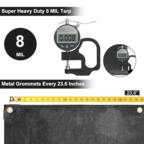 8 Mil Black Heavy Duty Waterproof Tarp 10x20 Feet – Patiobay Heavy-Duty Polyethylene Cover