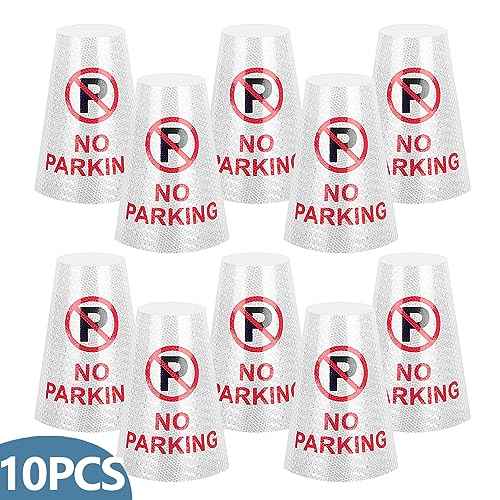BATTIFE 10 Pack " No Parking " Bright Reflective Collars, Cone Message Sleeves for Traffic Safety Cones, 360¡Æ High Visible Signs for Driveway Road Outdoor Use