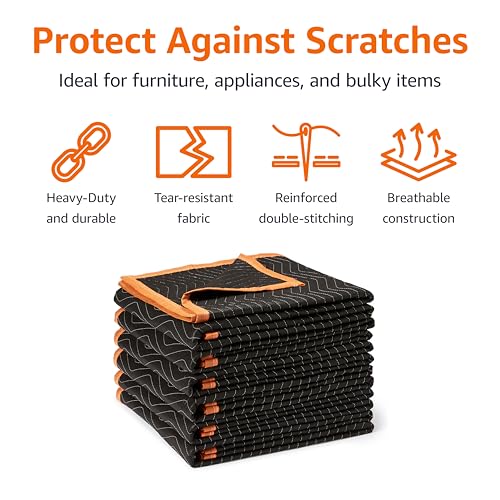 Amazon Basics Reinforced Tear-Resistant Moving Blanket 72x40 Inches - 6 Pack