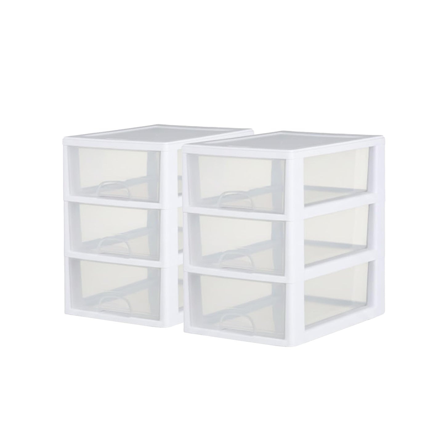 Sterilite 6-Pack Stacking Drawer, Clear Storage Closet Organizer, 6 Quart, White Frame - Stackable Plastic Drawers and Containers for Bedroom, Clothes, Dresser, Vanity, and Makeup Organization