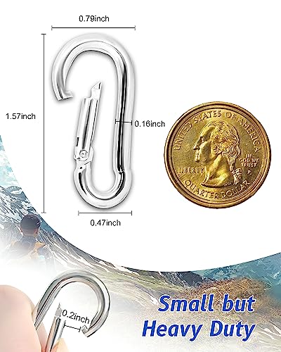 One Size Small Stainless Steel Carabiner Clips 30pcs Heavy Duty Locking Snap Hooks