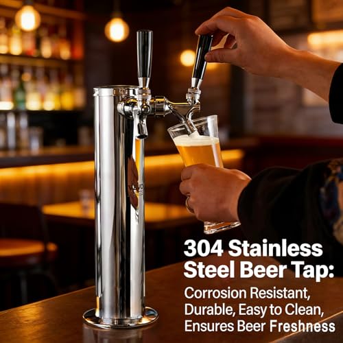 Reyroltay 304 Stainless Steel Beer Tap Kit with Handle, Spout Cover & Cleaning Brush - Variation 1