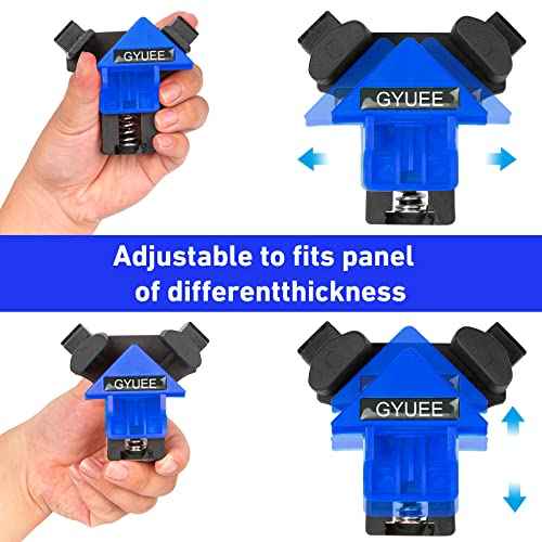 90 Degree Angle Clamps, Woodworking Corner Clip, Right Angle Clip Fixer, Set of 4 Clamp Tool with Adjustable Hand Tools (Blue4)