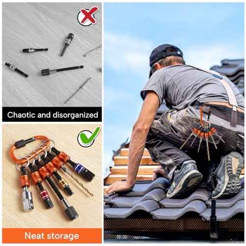 6PCS Bit Holders Keychain, 1/4 inch Hex Shank Bit Holders, Quick-change Design