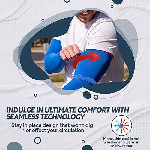 KUHNMARVIN 2 Pairs Arm Sleeves Compression UV Protection Cooling Sun Sleeves Tattoo Cover Up Basketball Arm Sleeves Football