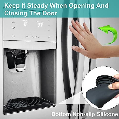 FARIRICAJON Silicone Refrigerator Drip Tray Catcher 2 Pack - Black/Gray Rectangular 8.2x3.1in, Notches Cuttable