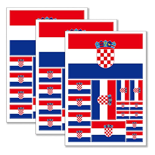 QQSD Croatia Flag Sticker Croatian Decal in Multiple Sizes, 3 Pack, 11.7 x 8.3 Inches