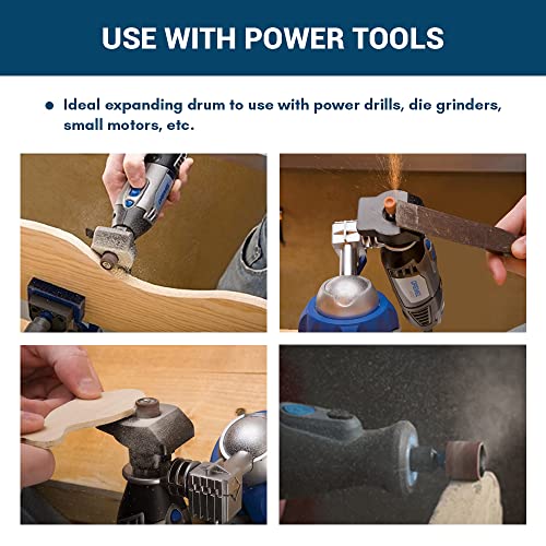 Benchmark Abrasives 1/2" x 1" Rubber Expanding Drum Sander with 1/4" Mandrel, Spiral Bands Rotary Sander Attachment for Drill & Die Grinder, Metal Polishing Sanding Shaping - Sanders for Woodworking