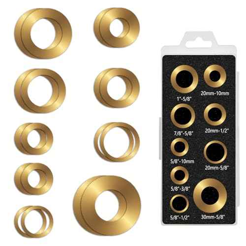 ANGELSWORD Saw Blade Bushing Set, Arbor Adapter Kit, Arbor Spacer Combination, Reduction Ring Combo, 9 General Sizes for Circular Saw Blade, Diamond Blade on Circular Saw, Angle Grinder, 18 Pack