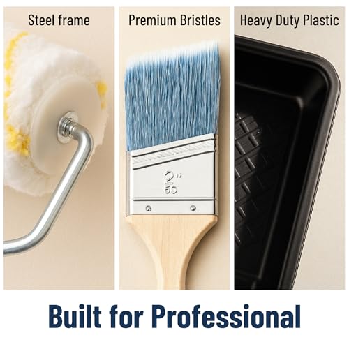 Bates Choice Microfiber 9-Inch Paint Roller Kit, 19 Pieces with Frames & Accessories