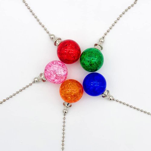 2 Pack Dotlite Crystal Ceiling Fan Pull Chain Accessories, Decorative String Pulls Pendant Extension, 12 Inches Beaded Ball Pull Chains Extender Ornament With Connector for Lamp (Pink)