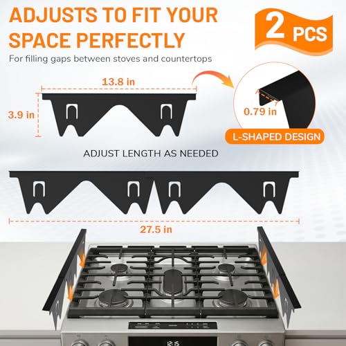 ItsNio Adjustable Stainless Steel Stove Gap Cover 13.8-27.5 Inches Black, Range Filler & Guard