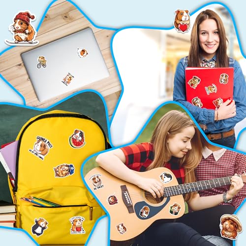 Guinea Pig Stickers 50 Pieces Vinyl Waterproof Decal for Laptop Water Bottle Phone Car Window Bike Motorcycle Stakeboard Scrapbook Guinea Pigs Sticker Gifts for Kid Teen Adult