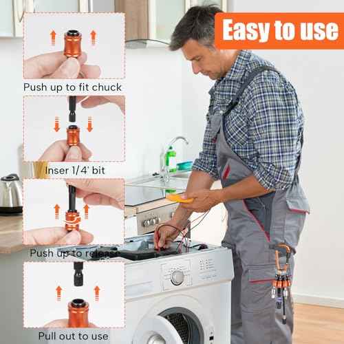 6PCS Bit Holders Keychain, 1/4 inch Hex Shank Bit Holders, Quick-change Design