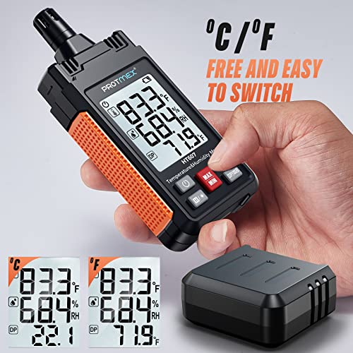 HT607 Digital Temperature Humidity Meter with Large Backlit LCD