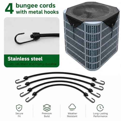 Black 36x36 AC Unit Cover for Outside Central Air Conditioners - Universal Mesh Protector