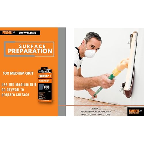 Fandeli | Multi-Purpose Sanding Paper | Grit 100 | 25 Sheets of 4 1/4'' x 11'' | Perfect for Sanding Drywall | Hand Sanding | Orbital Sanders