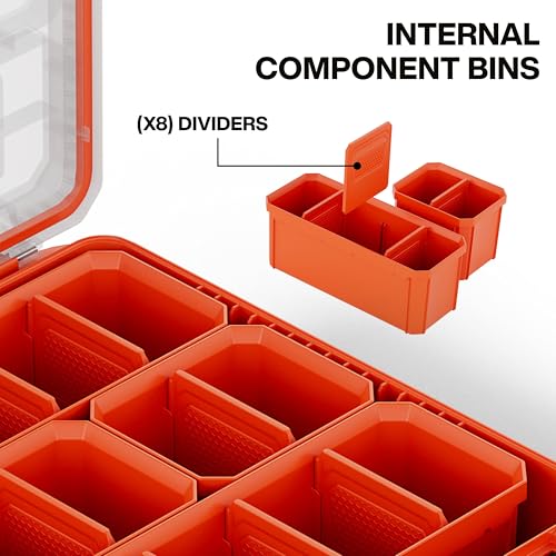 Klein Tools MODbox Tall Component Box Half Width with 4 Removable Bins | 10 Compartments