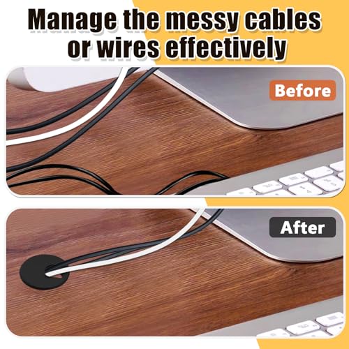2 Pcs 2-Inch Black Desk Grommet U-Shape Cable Organizer for Office & Home
