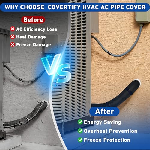 COVERTIFY 5-Layer Waterproof Copper AC Pipe Insulation Cover, 600D Oxford, 72in x 10.2in
