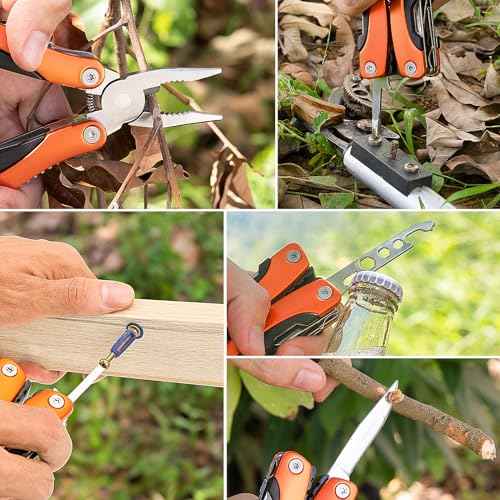 Needle Nose Pliers, Multi Tool, Hiking Essentials, Fathers Gifts, Pocket Knife, Multitool Pliers, Camping Knife with Holster and Nylon Sheath for Outdoor, Fishing, Hunting, Hiking