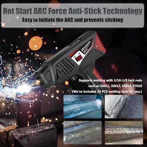 Handheld Welder, 110V 20-250A Adjust Portable Welder with Rotary Switch & Digital Display Welding Gun, 1/16-1/8" ARC Stick Welder, Handheld Welder Portable Welding Machine (Red)