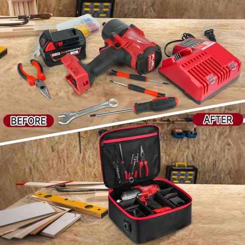 Impact Wrench Case Compatible with Milwaukee 2967-20/ Dewalt DCF900B/DCF891B/DCF961B/DCF899B Impact Wrench Kit,Tool Bag Compatible with Milwaukee Impact Battery and Charger,Bag Only