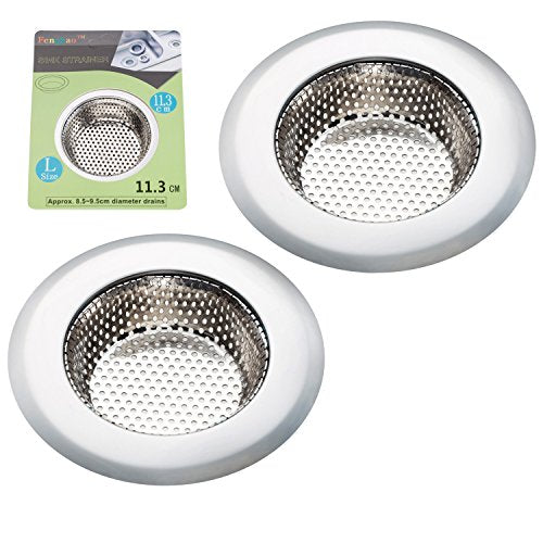 Fengbao 2-Pack Stainless Steel Kitchen Sink Strainer 4.5" Large Wide Rim