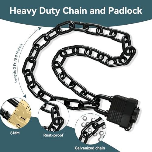 Heavy Duty Weatherproof Steel Chain Lock with Padlock for Bike Fence Gate Outdoor