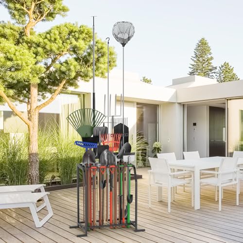 Trieez Extra Large Garden Tool Organizer for Garage, NEVER FALL OVER - Yard Tool Organizer Garage for Organization and Storage, Tool Rack for Shed, Outdoor, Tool Stand