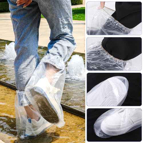 10 Pairs Shoe Covers Boot Covers Plastic Disposable Waterproof Shoe Covers, Shoes Cover for Rain, Rain Boot Shoe Covers, Plastic Boot and Shoe Covers, Non-Slip Outdoor Waterproof Shoe Protectors