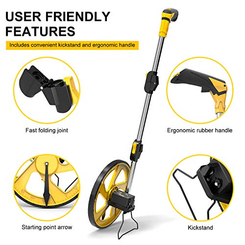 Zozen Measuring Wheel in Meters, Folding Dual-Unit, One-Key Reset