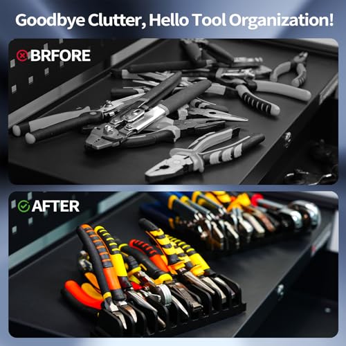 Mudygelay 44Pcs Modular Pliers Organizer for Tool Box Drawer – Black Non-Magnetic