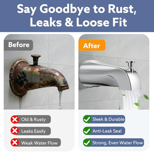Fosenlion Chrome Universal Bathtub Spout with Diverter - Fits 1/2" Slip-Fit & Threaded Pipes