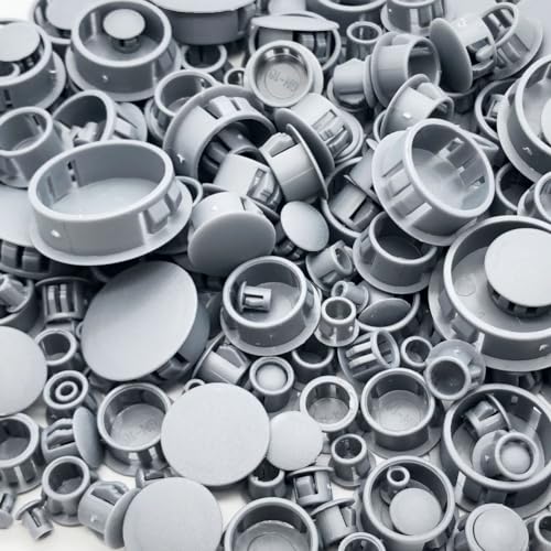 MONEXIO 275Pcs Plastic Hole Plugs Set Grey 8 Sizes for Furniture & Fixtures