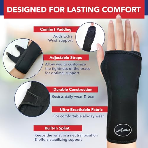 Dr. Arthritis Day & Night Support Carpal Tunnel Wrist Brace, Adjustable Hand Splint with Cushion Padding for Wrist Pain Relief, Right & Left Carpal Tunnel Wrist Brace, Fits Both Hands (1 Pack)