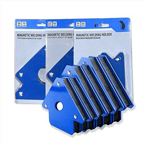 PGN PACK OF 6 Welding Magnet Holder - 75lbs x 2+50lbs x 2+25lbs x 2 - Welding Magnets and Clamps for 45, 90, and 135 Degree Angles, Welding Tools and Accessories, Super Strong Magnets