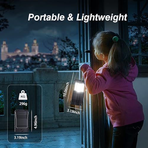 Mesqool 3000mAh Large Capacity Hand Crank Solar Camping Lantern - Black
